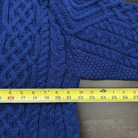 Aran Crafts Sweater Womens Medium Irish Cable Knit Button Front Cardigan Blue - Picture 7 of 12